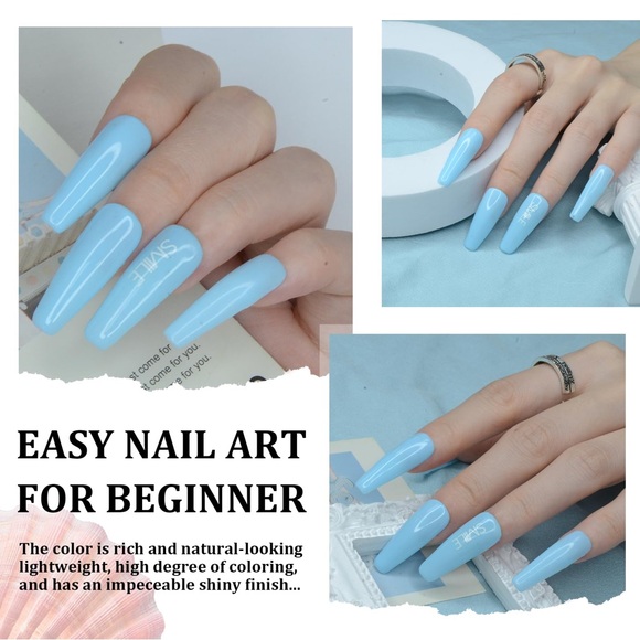 Sky Blue Dip Powder, Odor-Free & Long-Lasting, No Nail Lamp Curing - Picture 3 of 8